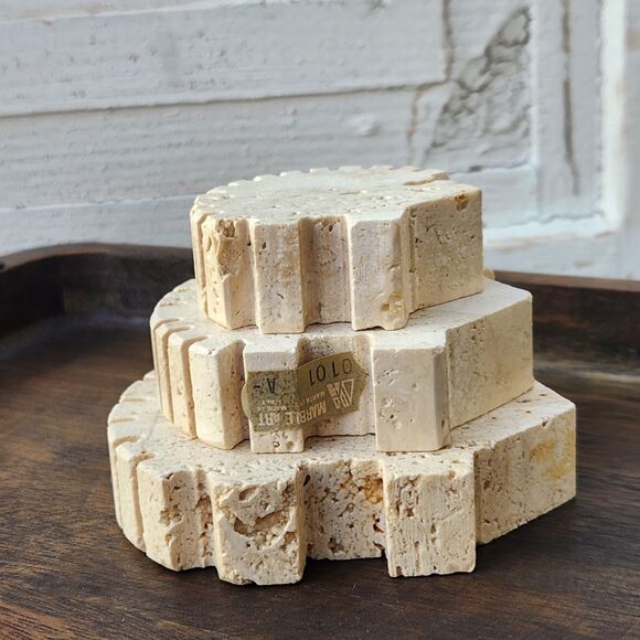 RARE 70s Fratelli Mannelli Hedgehog In Cream Travertine MCM Italy Set 3 Sm Md Lg - Picture 6 of 15